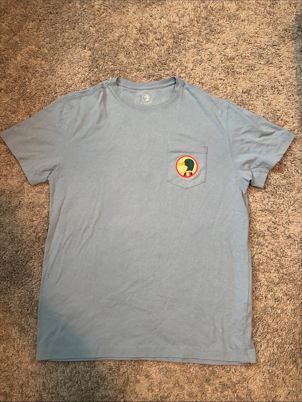Duck Head Light Blue Short Sleeve Pocket Tee with Duck Logo Patch